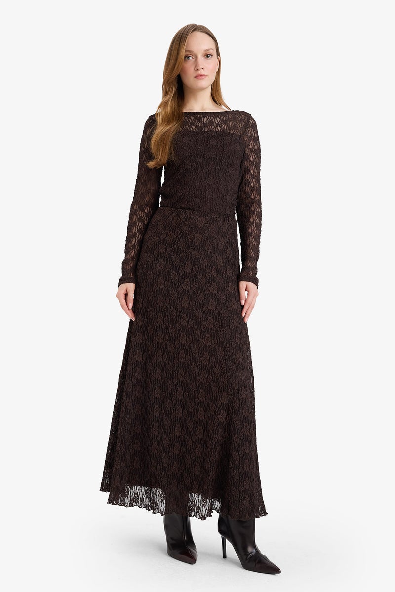 DeFacto Brown Woman A Cut Lace Skirt Casual - Image 1